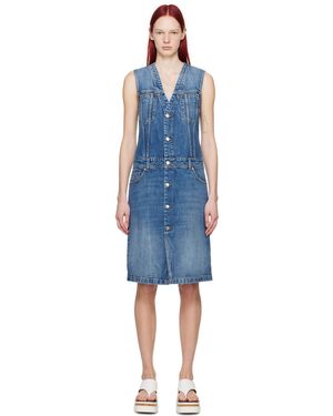 Stella McCartney ブルー パネル デニム ミディアムワンピース - ブラック