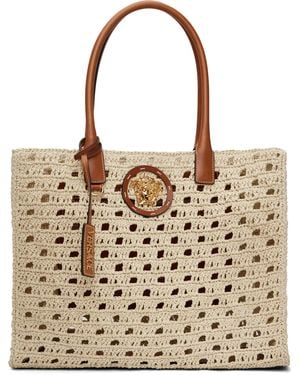 Versace 'La Medusa' Large Raffia Tote - Brown