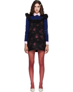 ShuShu/Tong Lace Trim Sleeve Straight Minidress - Blue