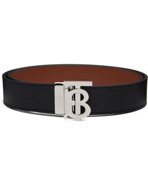 Burberry Reversible Leather 'Tb' Belt - Black