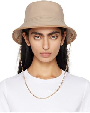 Max Mara Embroidered Polyester Tessa Bucket Hat in Natural