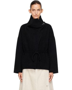 LE17SEPTEMBRE Cowl Neck Handmade Half Coat - Black