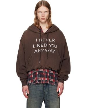R13 'I Never Liked You' Balloon Popover Hoodie - Brown