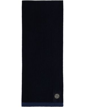 Stone Island ネイビー Badge ニット マフラー - ブラック
