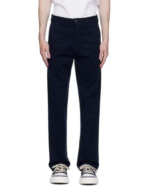 Ami Paris Navy Creased Pants - Blue