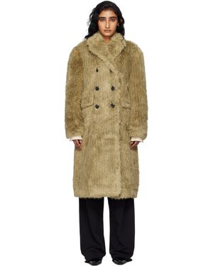 ANDERSSON BELL Manteau Fields Kaki En Fourrure Synthétique À Boutons - Noir
