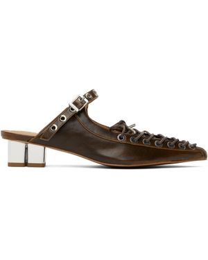 Ganni Oleatex Lace-Up Mules - Black