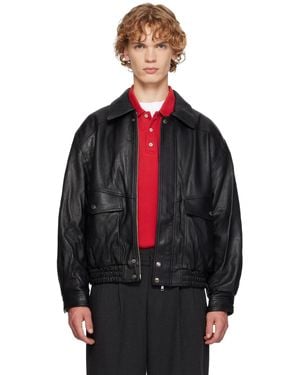 DUNST Oversized Vintage Leather Jacket - Black