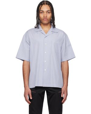 Fumito Ganryu Side Vents Op Collar Striped Shirt - White