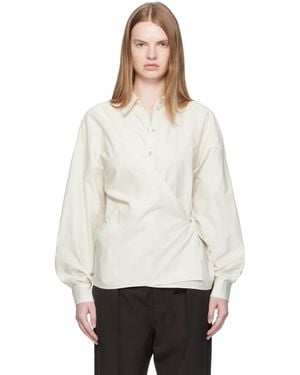 Lemaire オフホワイト Straight Collar Twisted シャツ
