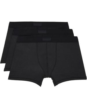 Skims Three-Pack Cotton 3 Boxer Briefs - Black