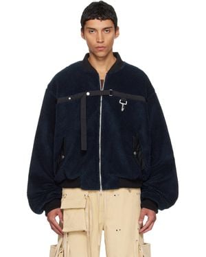 Reese Cooper Sherpa Fleece Bomber Jacket - Blue