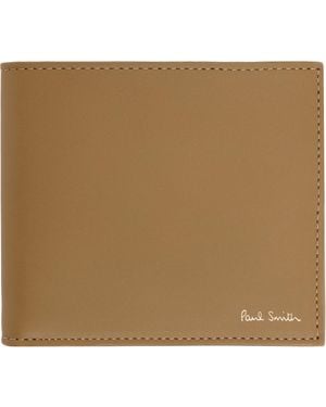 Paul Smith Leather 'Signature Stripe' Interior Billfold Coin Wallet - Natural