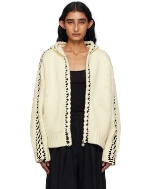OPEN YY Stitch Zip Up Knit Hoodie - Black