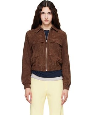 Mackage Senka-Su Patch Pocket Suede Jacket - Brown