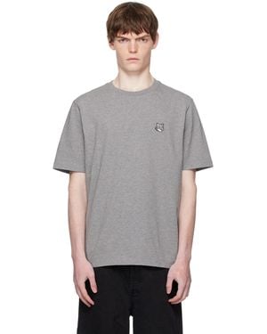 Maison Kitsuné T-Shirt Décontracté Gris À Écusson À Logo Bold Fox Head