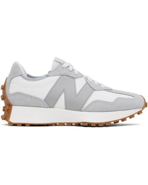 New Balance ホワイト＆グレー 327 スニーカー - ブラック