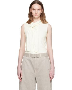 Lemaire Off- Asymmetrical Fitted Tank Top - White