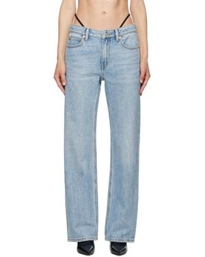 Alexander Wang Mid-Rise Pre-Styled Logo Thong Jeans - Blue