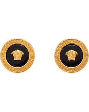 Versace Clous D'Oreilles À Logo Medusa Et À Ornement Émaillé - Noir