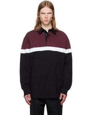 Simone Rocha Burgundy & Bow Stripe Rugby Polo - Red