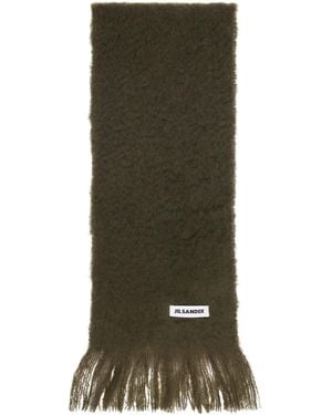 Jil Sander Plain Mohair Wool Scarf - Green