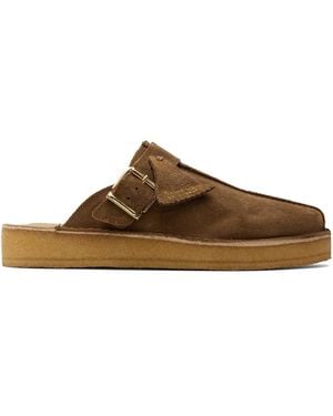 Clarks Tan Trek Mules - Black