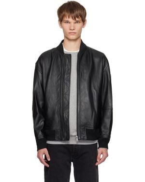 BOSS Regular-Fit Textured Leather Jacket - Black