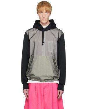 Comme des Garçons Polyester Smooth Thick & Nylon Tulle Hoodie - Black