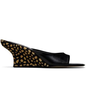 BY FAR Caroo Cheetah Pony Hair Heeled Sandals - Black
