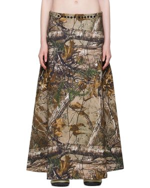 PRAYING Jupe Longue Kaki En Denim Exclusive À Ssense - Multicolore