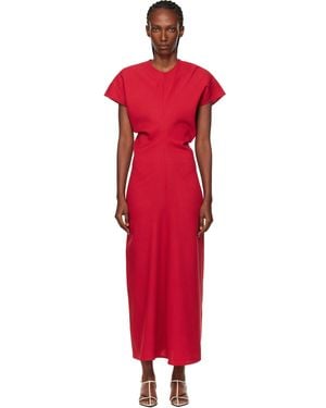 TOTEME Slouch Waist Wool Maxi Dress - Red
