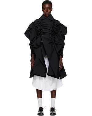 Tao Comme Des Garçons Yarn Dyed Wool Polyester Tropical Coat - Black