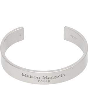Maison Margiela シルバー ロゴ カフブレスレット - ブラック