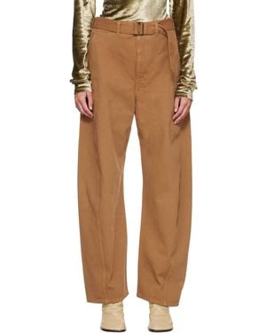 Lemaire Tan Twisted Belted Jeans - Brown