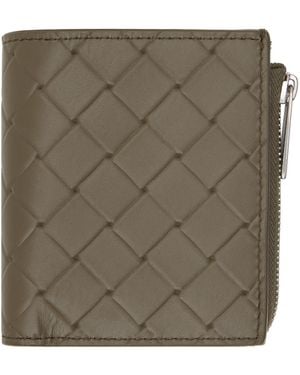 Bottega Veneta Khaki Intrecciato Stamp Bi-Fold Wallet - Green