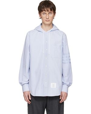 Thom Browne Hoodie Straight Fit Long Sleeve Shirt - White