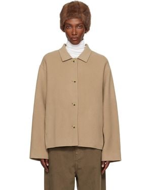 LE17SEPTEMBRE Tan Virgin Wool Handmade Muffler Jacket - Natural