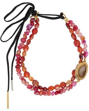 Dries Van Noten Natural Stone Necklace - Red