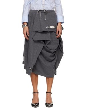 Maison Mihara Yasuhiro T-Shirt Reconstructed Midi Skirt - Black