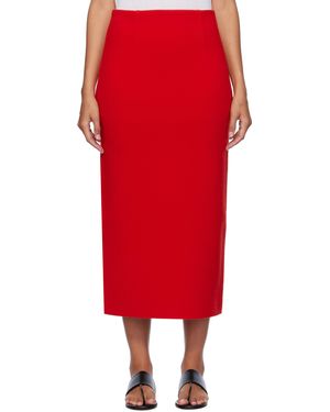 AURALEE Heavy Milano Rib Knit Midi Skirt - Red