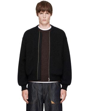 vowels Knitted Bomber Jacket - Black