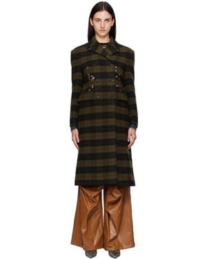 ANDERSSON BELL Khaki Lacie Check Buttons Coat - Black