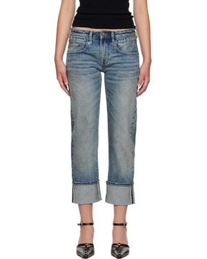 R13 Cuffed Boy Straight Jeans - Blue