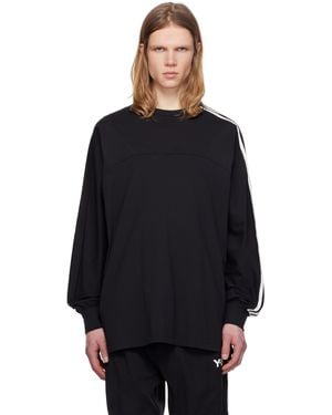 Y-3 ブラック 3-Stripes 長袖Tシャツ