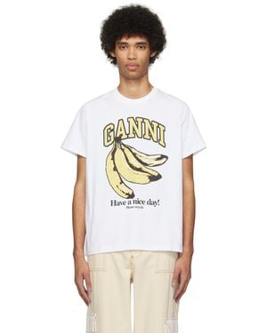 Ganni White Banana T-shirt - Multicolour