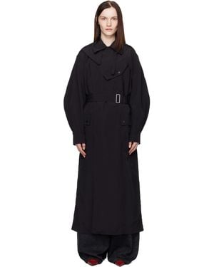 KENZO Paris Kimono Sleeves Long Trench Coat - Black