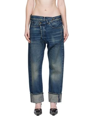 R13 Cuffed Crossover Jeans - Blue