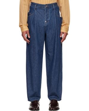 SOSHIOTSUKI Drape Pocket Washed Jeans - Blue