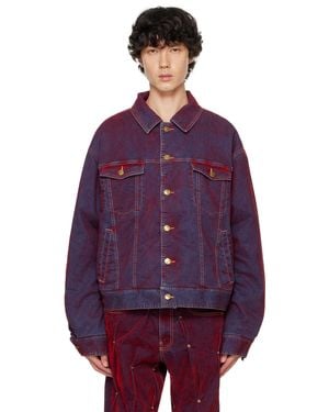 Kusikohc レッド ベルベット マルチ リベット パデッド デニムジャケット - パープル